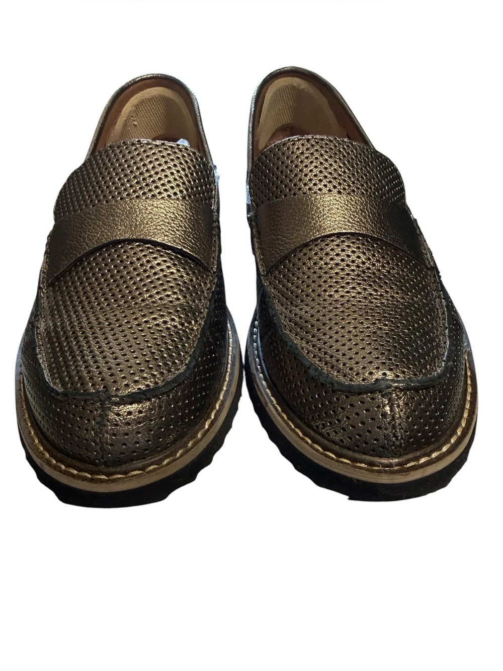 Comfortiva Align Metallic Pewter Perforated Leather Loafers Comfort Shoes 8.5-9 - Picture 2 of 7
